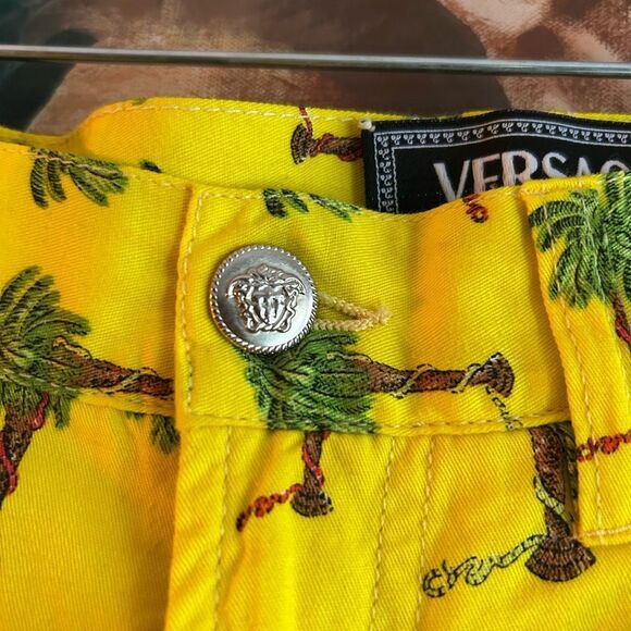 Vintage 90s Versace Jeans Couture Palm Tree Garden Of Eden Snakes jeans - Picture 2 of 16